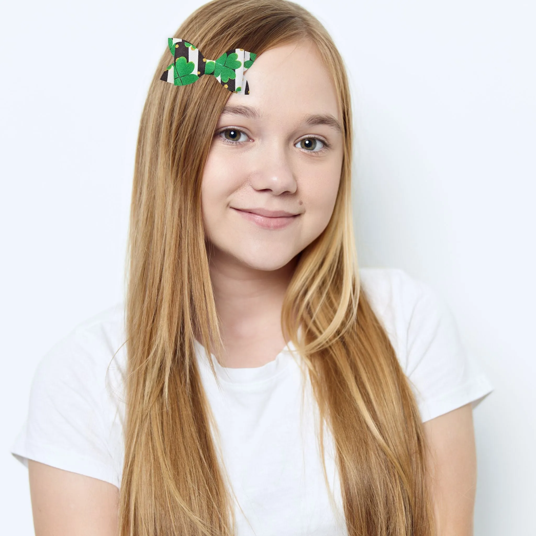 Lucky Clover Faux Leather Bows