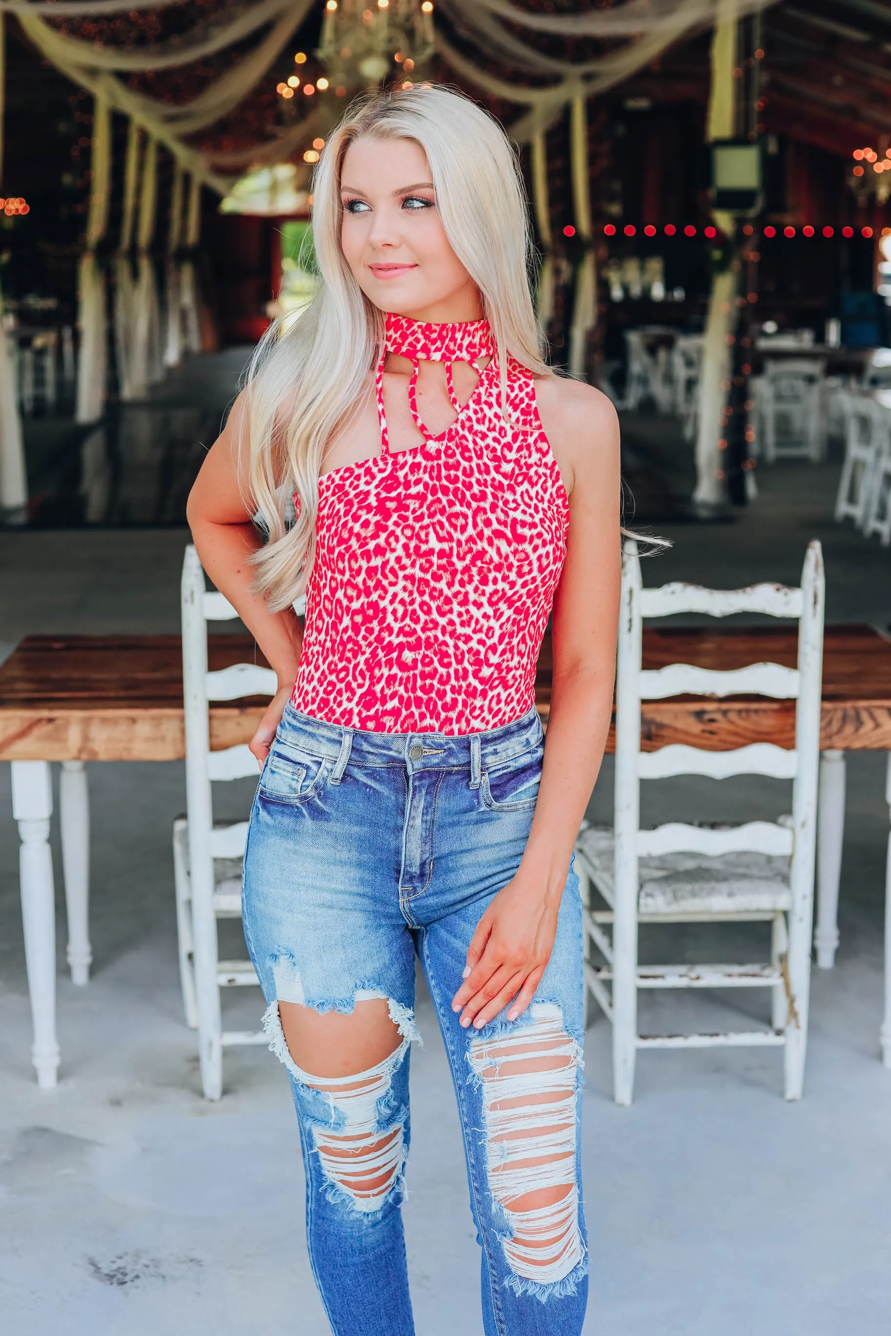 Lushes Leopard Body Suit - Red