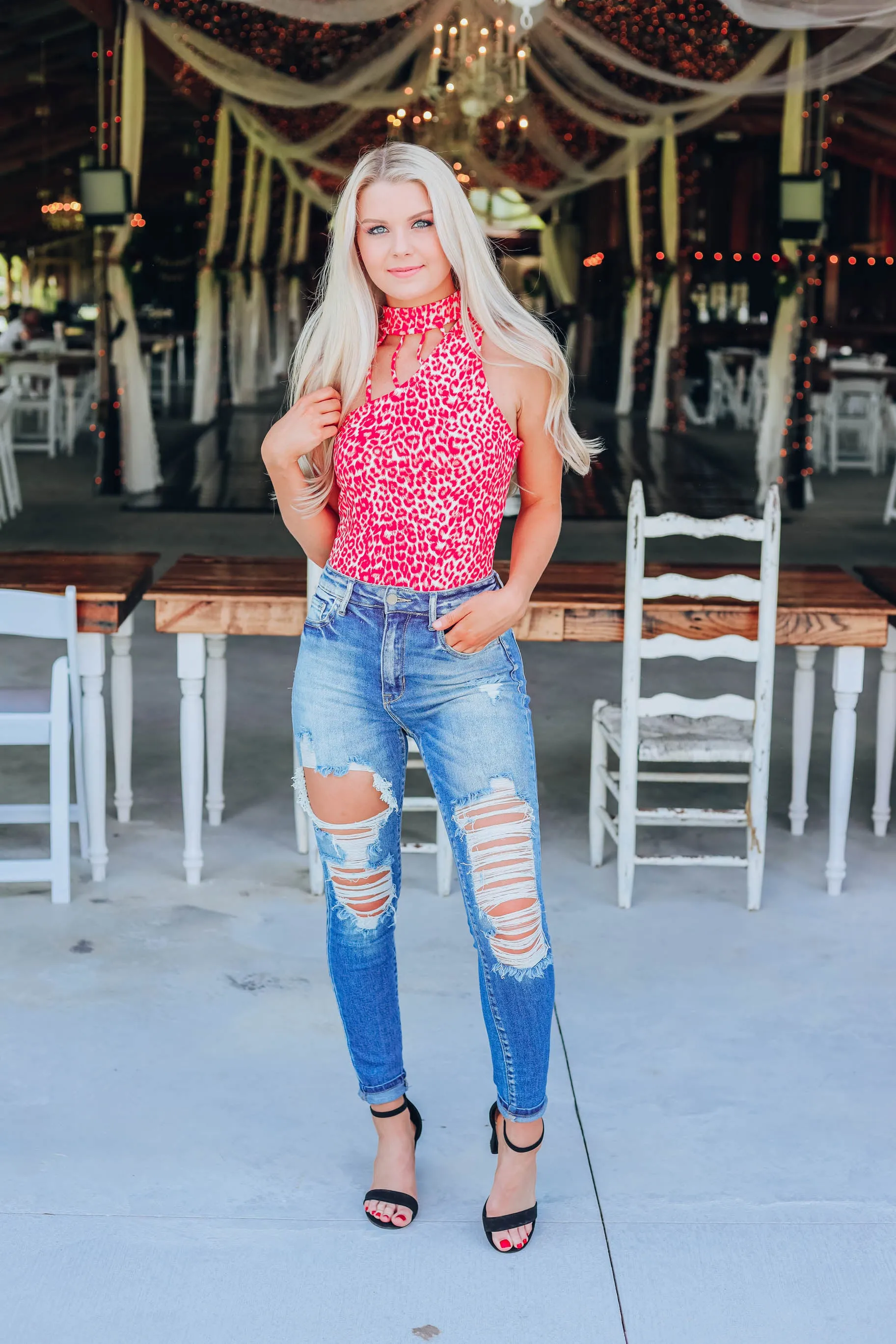 Lushes Leopard Body Suit - Red