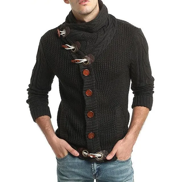 Men's High Collar Cardigan Sweater