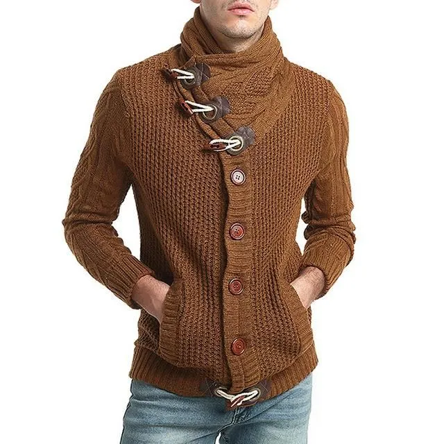 Men's High Collar Cardigan Sweater