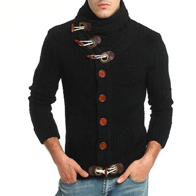 Men's High Collar Cardigan Sweater