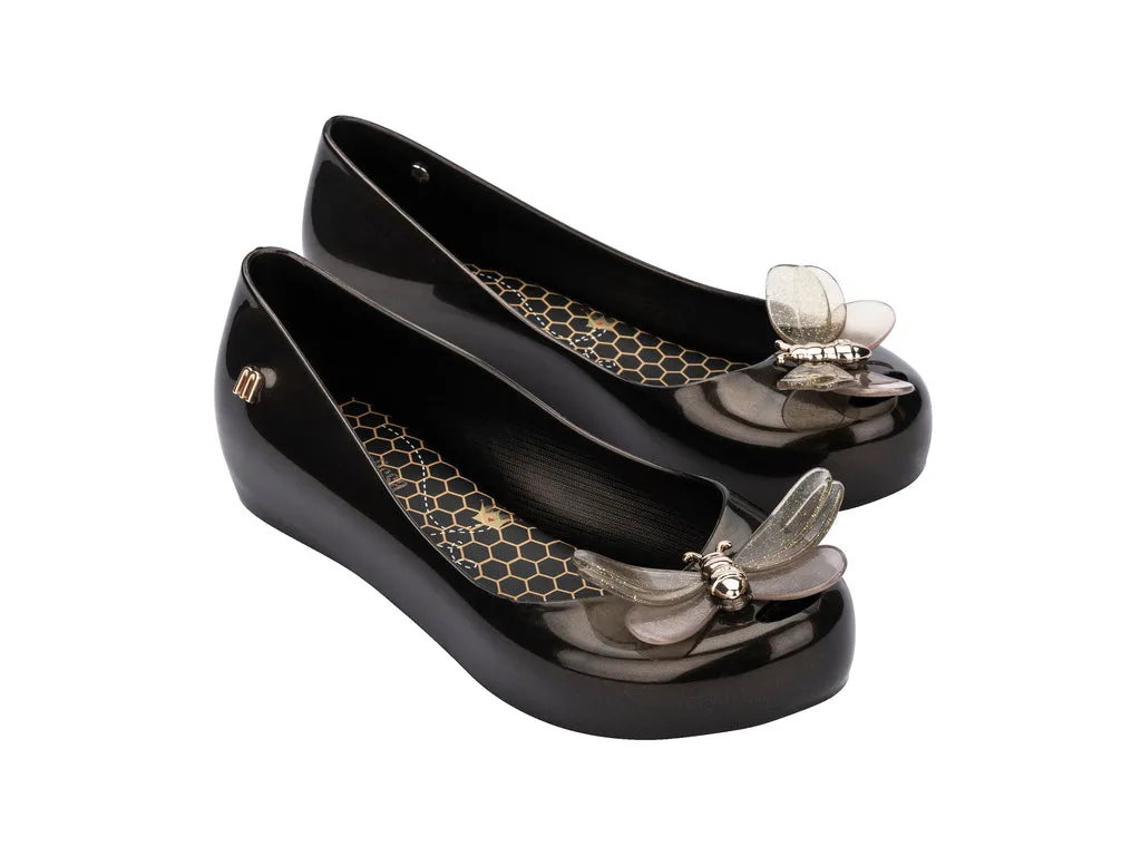 Mini Melissa- girls black bug jelly ballerina shoe