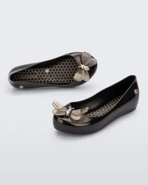 Mini Melissa- girls black bug jelly ballerina shoe