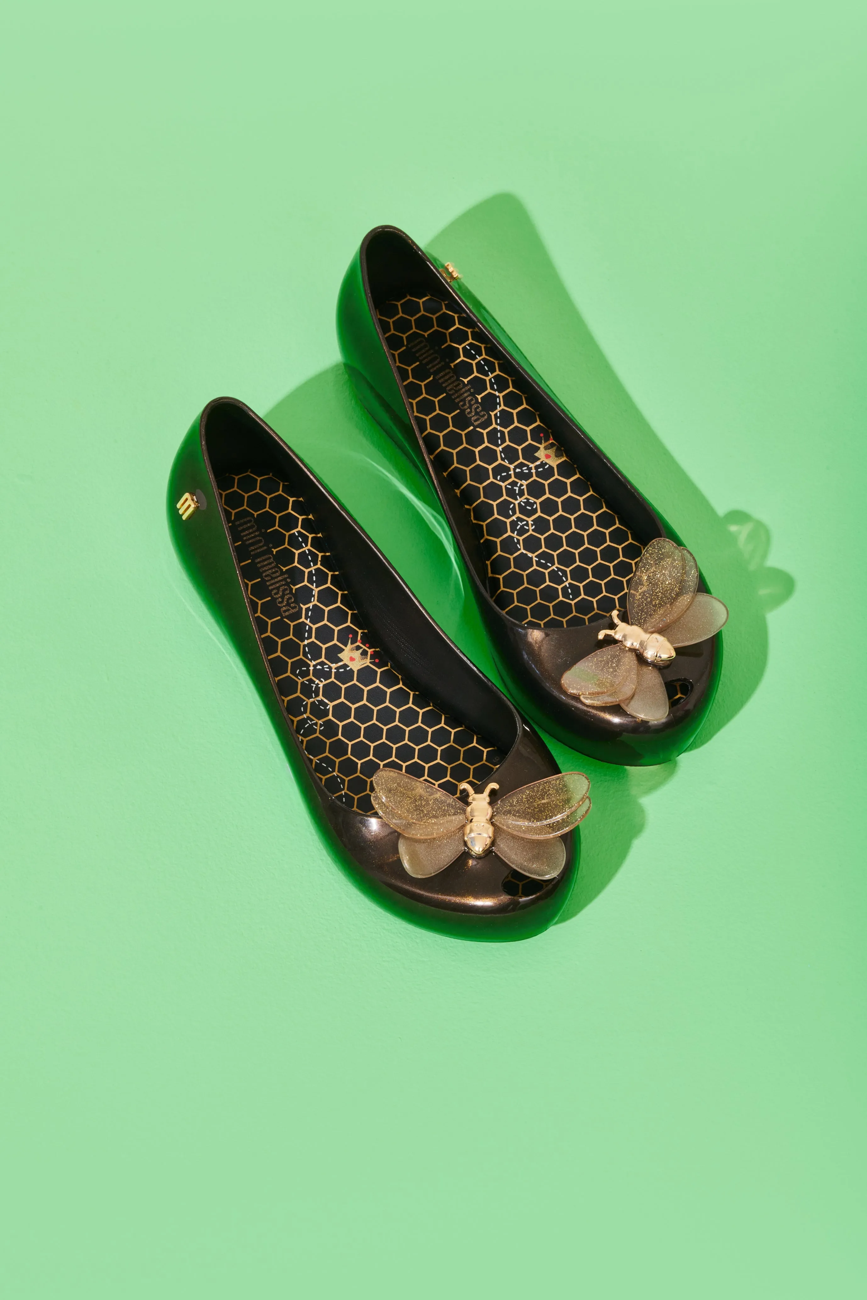 Mini Melissa- girls black bug jelly ballerina shoe