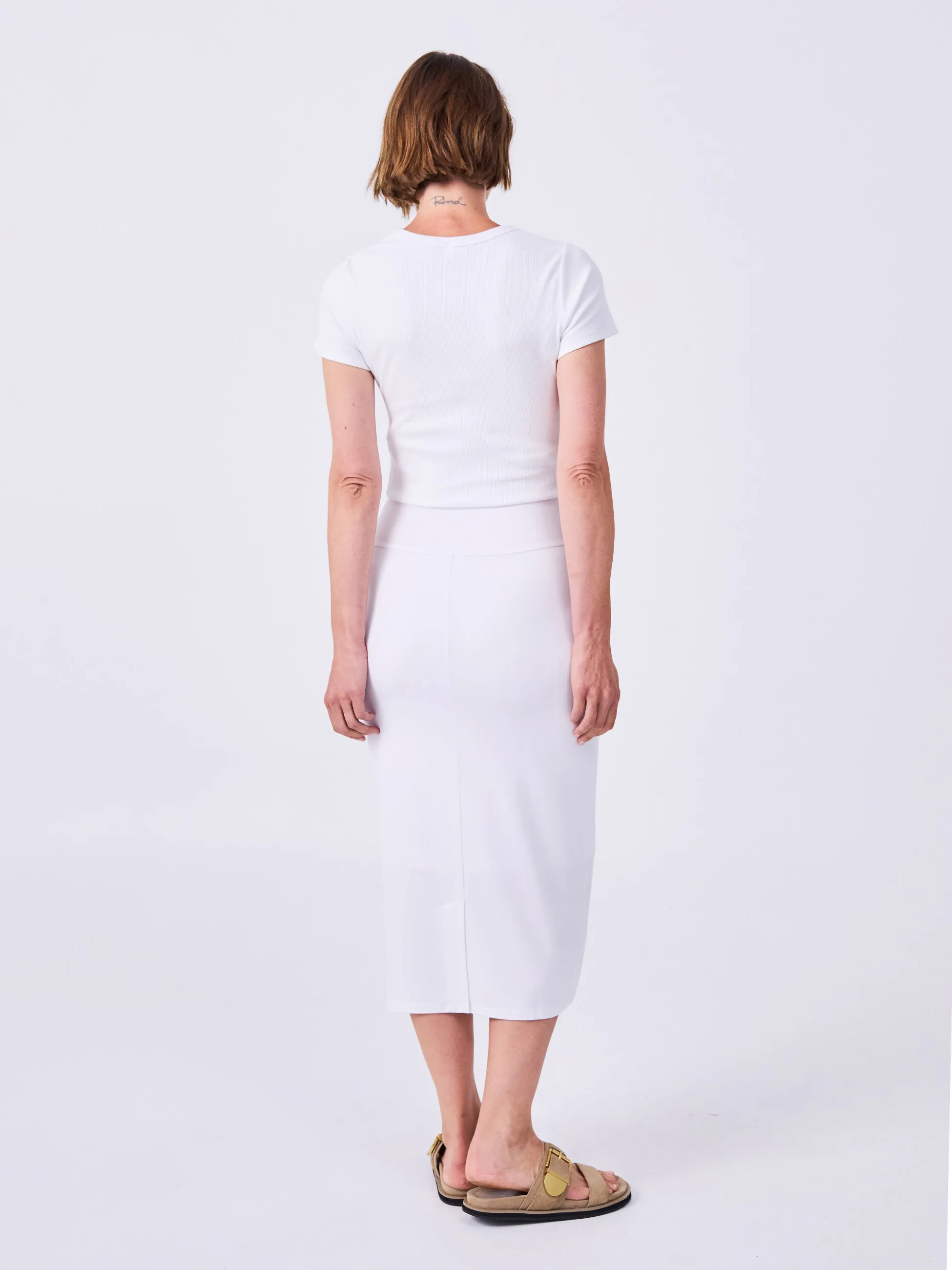 Modal Straight Tube Skirt - White