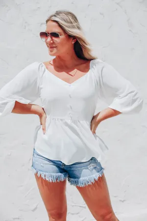 Mystic White Peplum Top