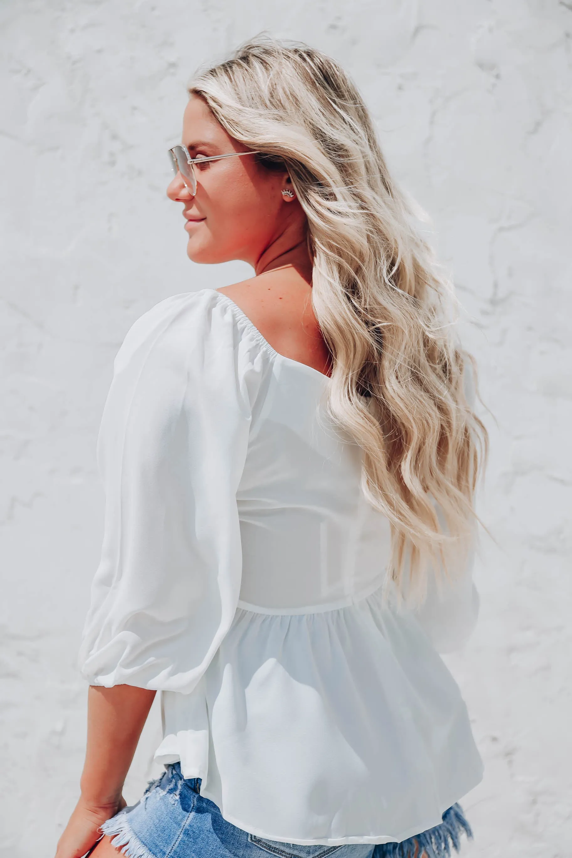 Mystic White Peplum Top