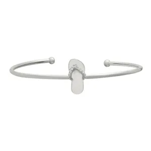 Natural Diamond Flip Flop Bangle Bracelet G-H SI 14K White Gold