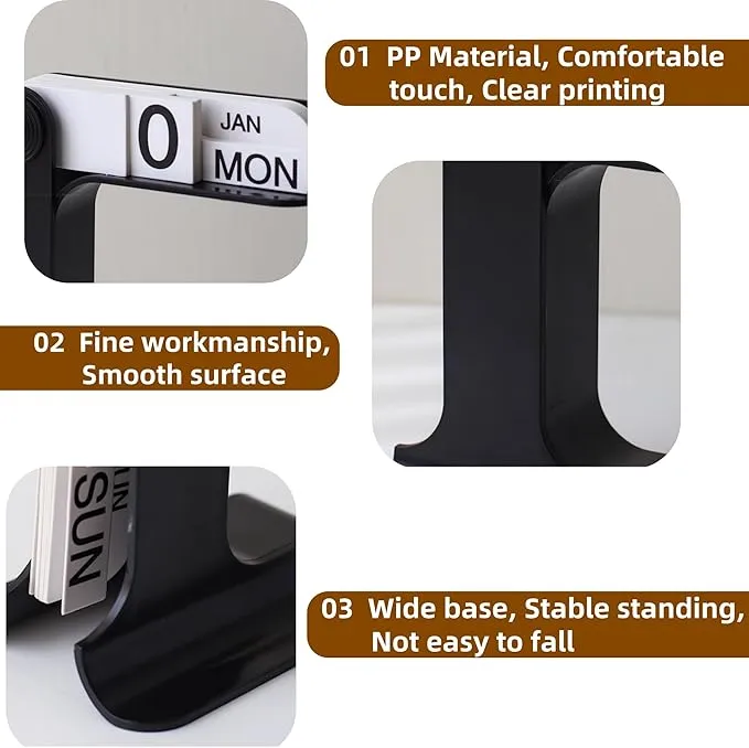 New 1pc Modern Minimalist Style Plastic Creative Perpetual Flip Calendar, Desk Calendar, Office Desktop Decoration, New Home Decoration, 1 Black