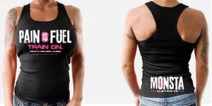 NEW Womens Workout MONSTA Bodybuilding Gym Wear Racerback Pain is Fuel Tank Top