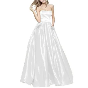 Off The Shoulder Satin Wedding Dresses With Pocket Bridesmaid Dresses