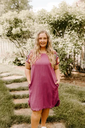 On a Cruise Crochet Sleeve Dress in Purple