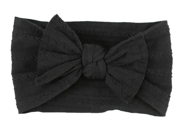 Onxy Black Cable Knit Nylon Headwrap