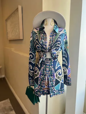 Pattern Mini Skirt Set