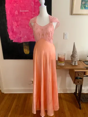 Peach Silk Clover Nightgown - 50s - 50C