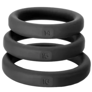 Perfect Fit Black Cock Ring Set with Size 14, 15 and 16
