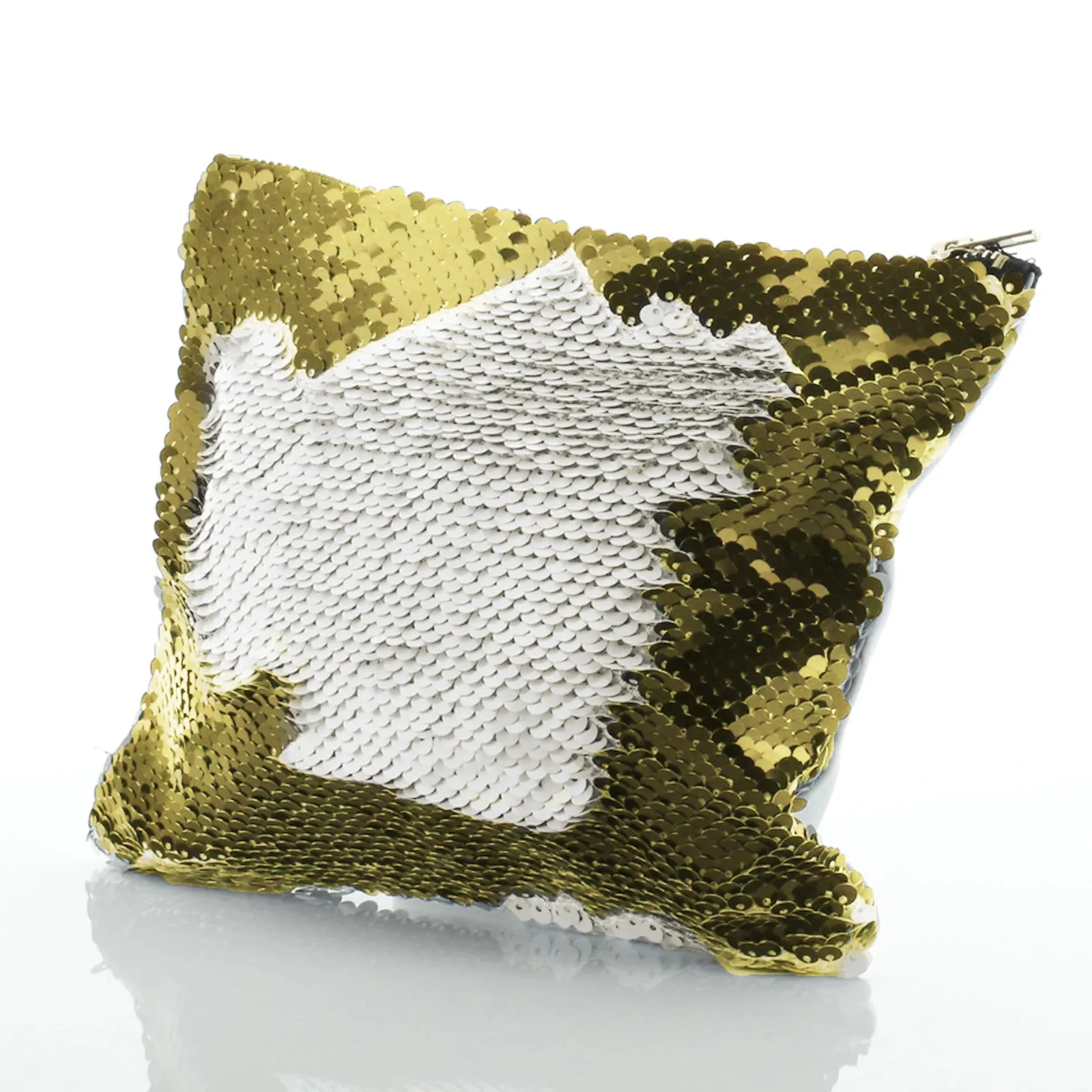 Personalised Sequin Zip Bag with Welcoming Text and Embracing Mum and Baby Hippos