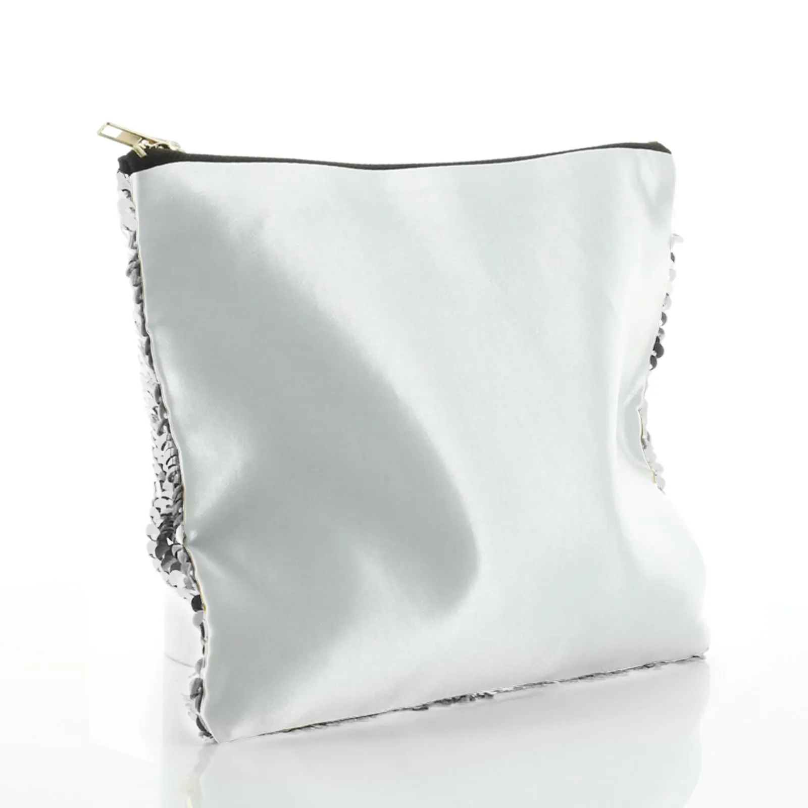 Personalised Sequin Zip Bag with Welcoming Text and Embracing Mum and Baby Hippos
