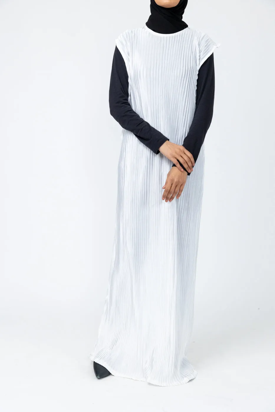 Pleated Slip Dress - White