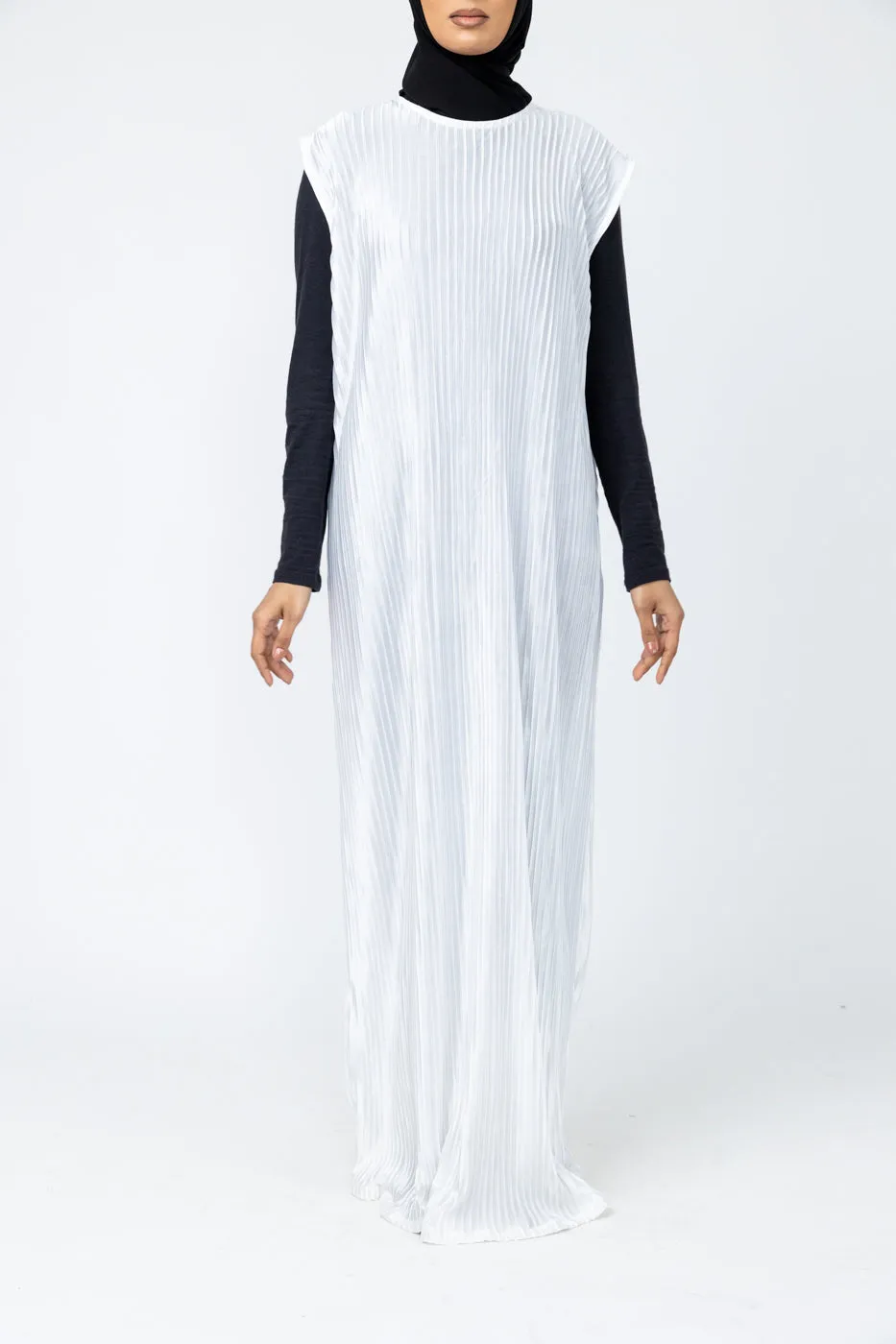 Pleated Slip Dress - White