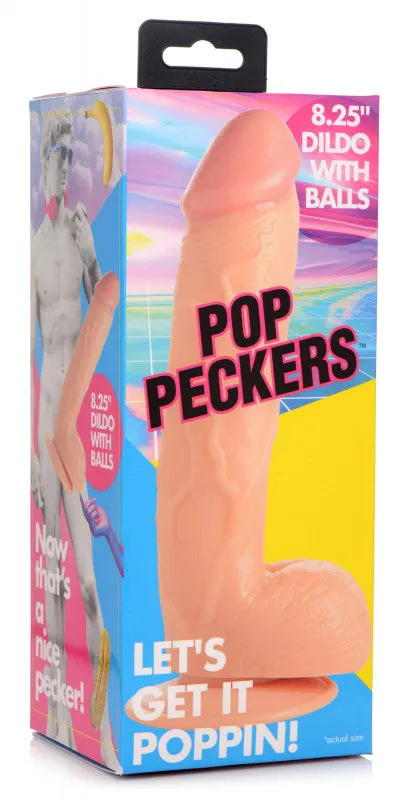 Pop Pecker 8.25 Inch  With Balls - Light