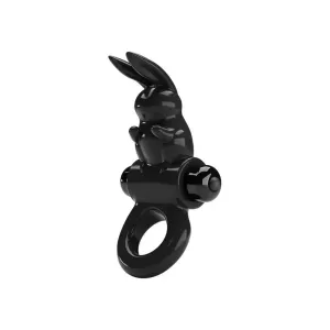 Pretty Love Stretchy Black Multi-speed Vibrating Rabbit Cock Ring