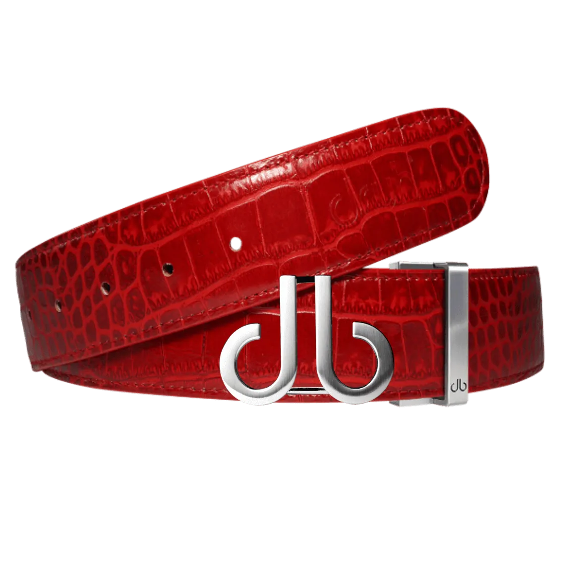 Red Crocodile strap with Classic Druh db silver buckle