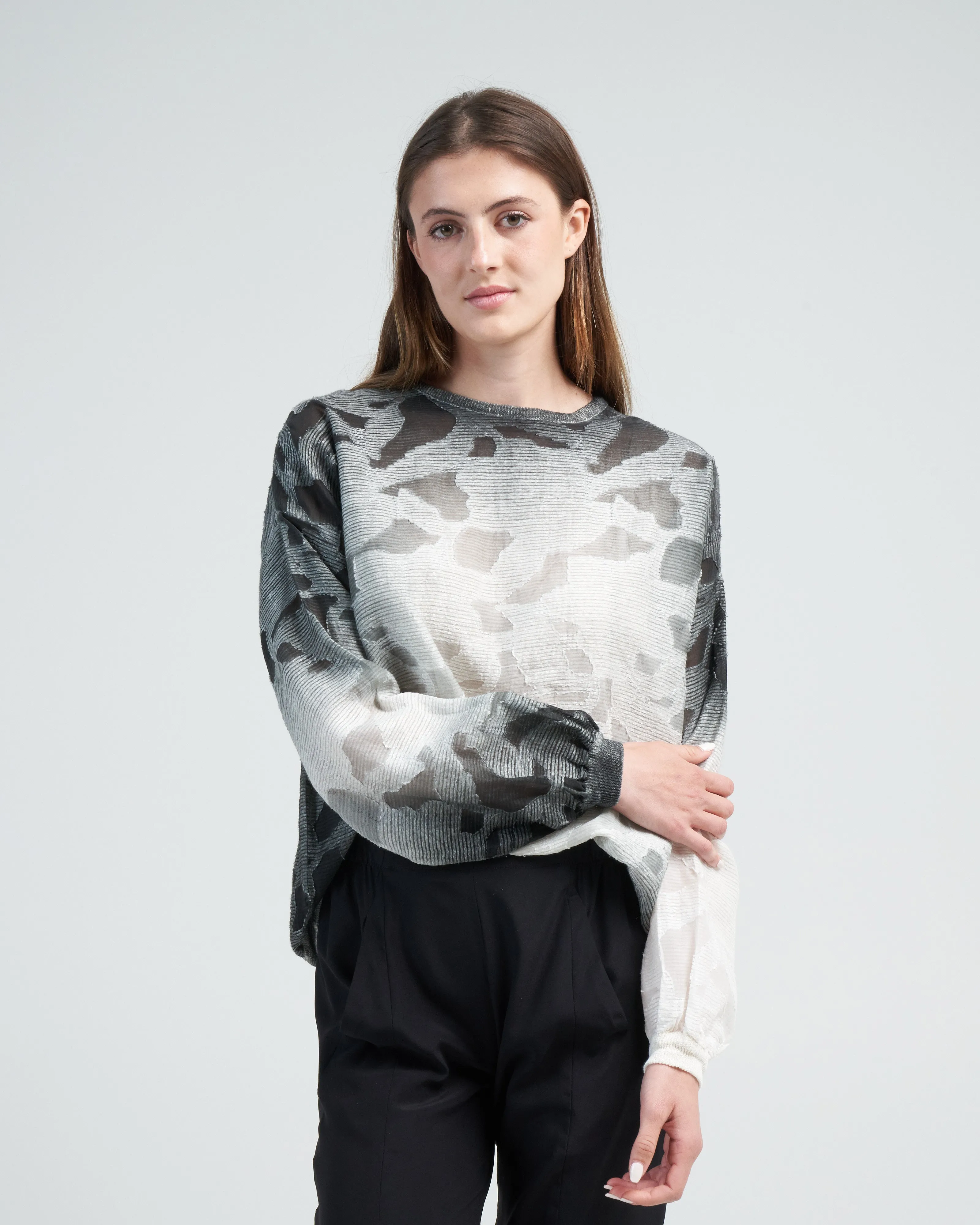 round neck in filcoup with knitted edges - husky