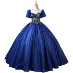 Royal Blue Princess Ball Gown Quinceanera Prom Dress Birthday Party Gowns