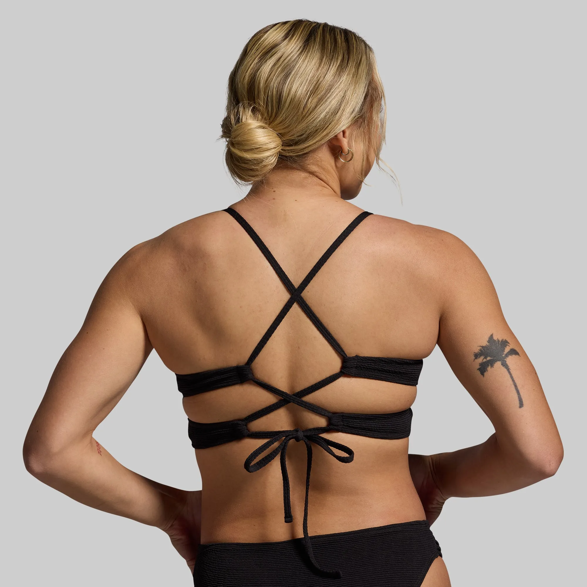 Sea Level Crinkle Bikini Top (Black)