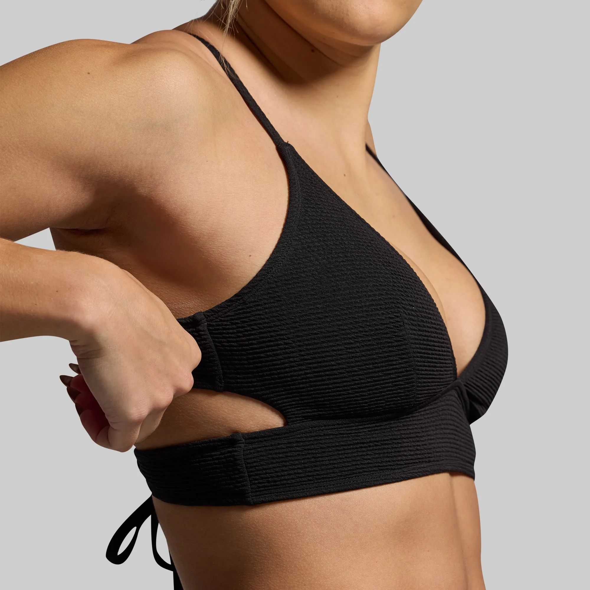 Sea Level Crinkle Bikini Top (Black)