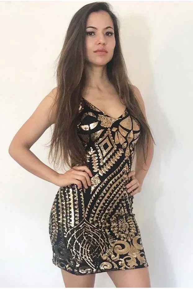 Sequin Strappy Mini Dress