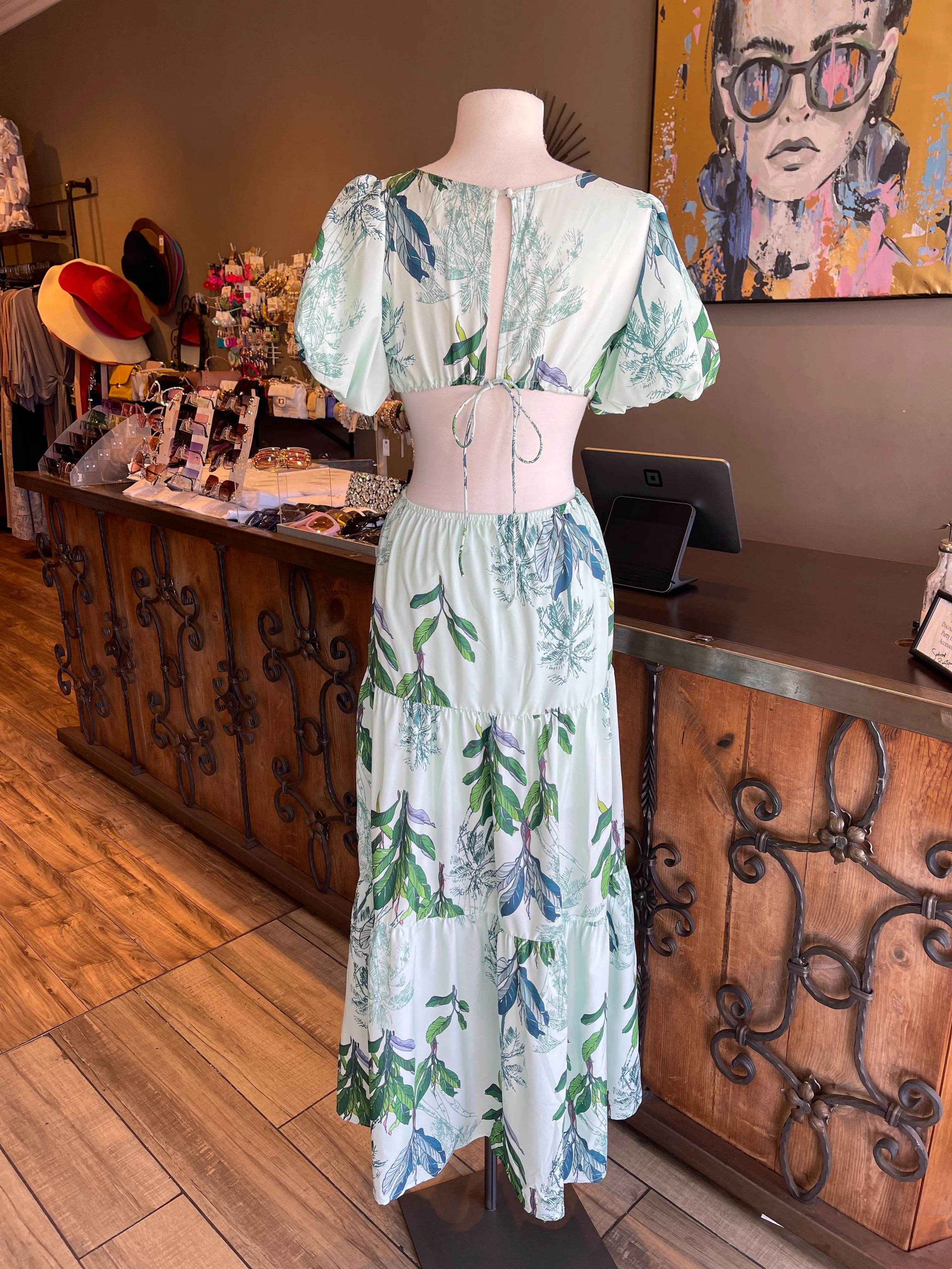 Short Sleeve Cut Out Maxi