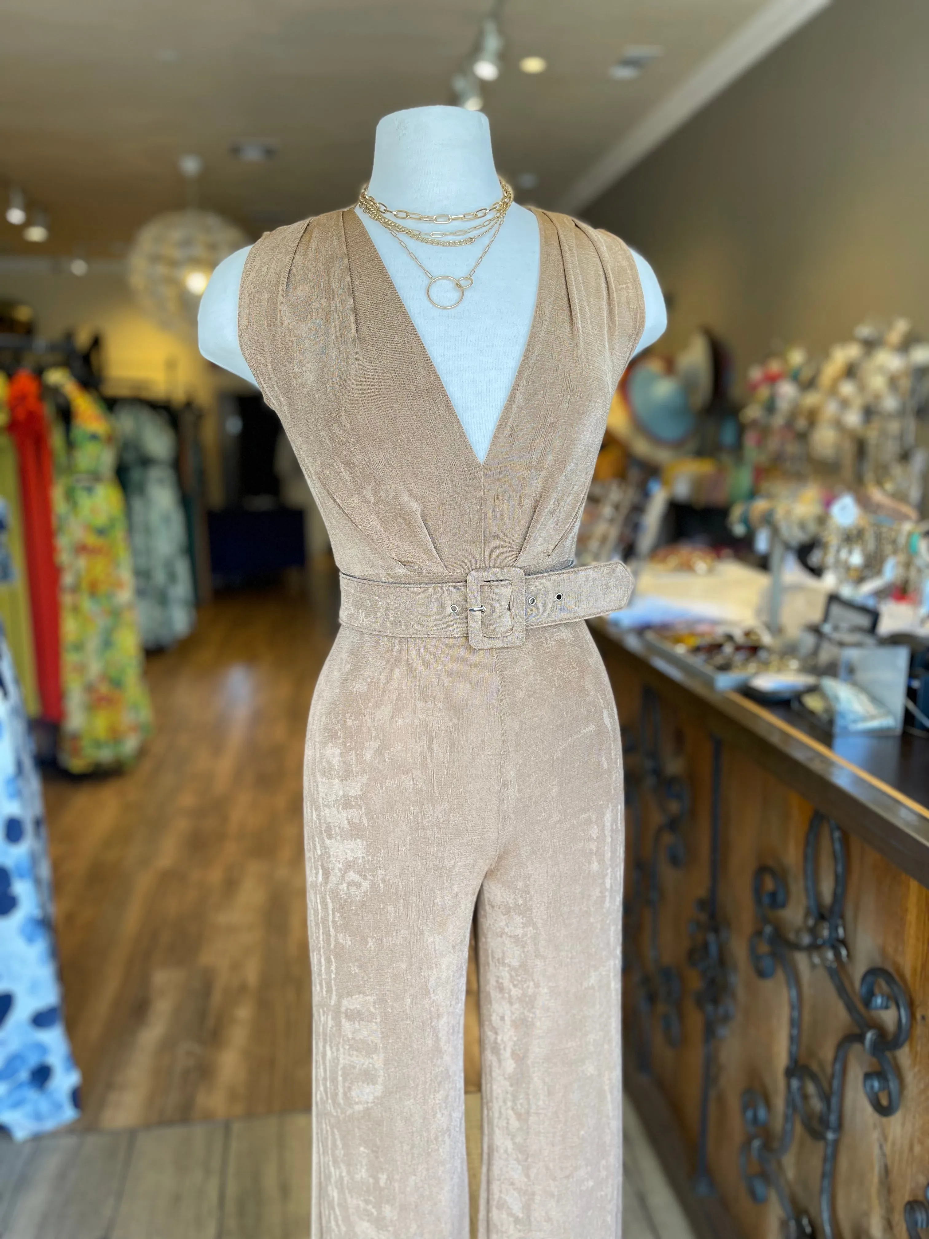 Sleeveless Jumpsuit W Belt