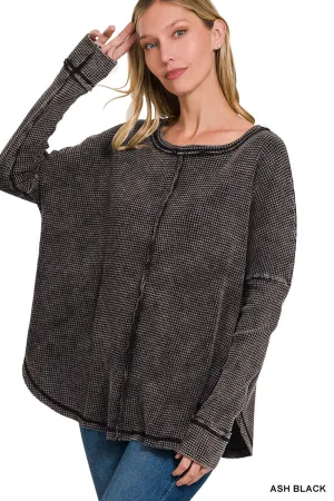 Smothered-Up in Baby Waffles Top in Ash Black