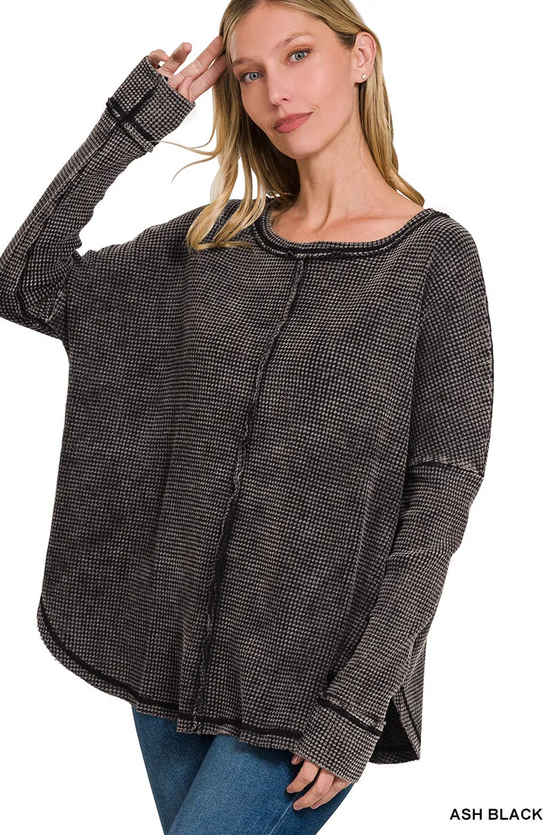 Smothered-Up in Baby Waffles Top in Ash Black