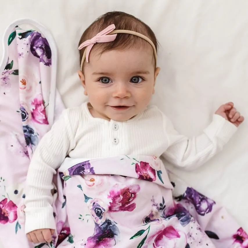 Snuggle Hunny Velvet Bow Stretchy Headband - Lullaby Pink
