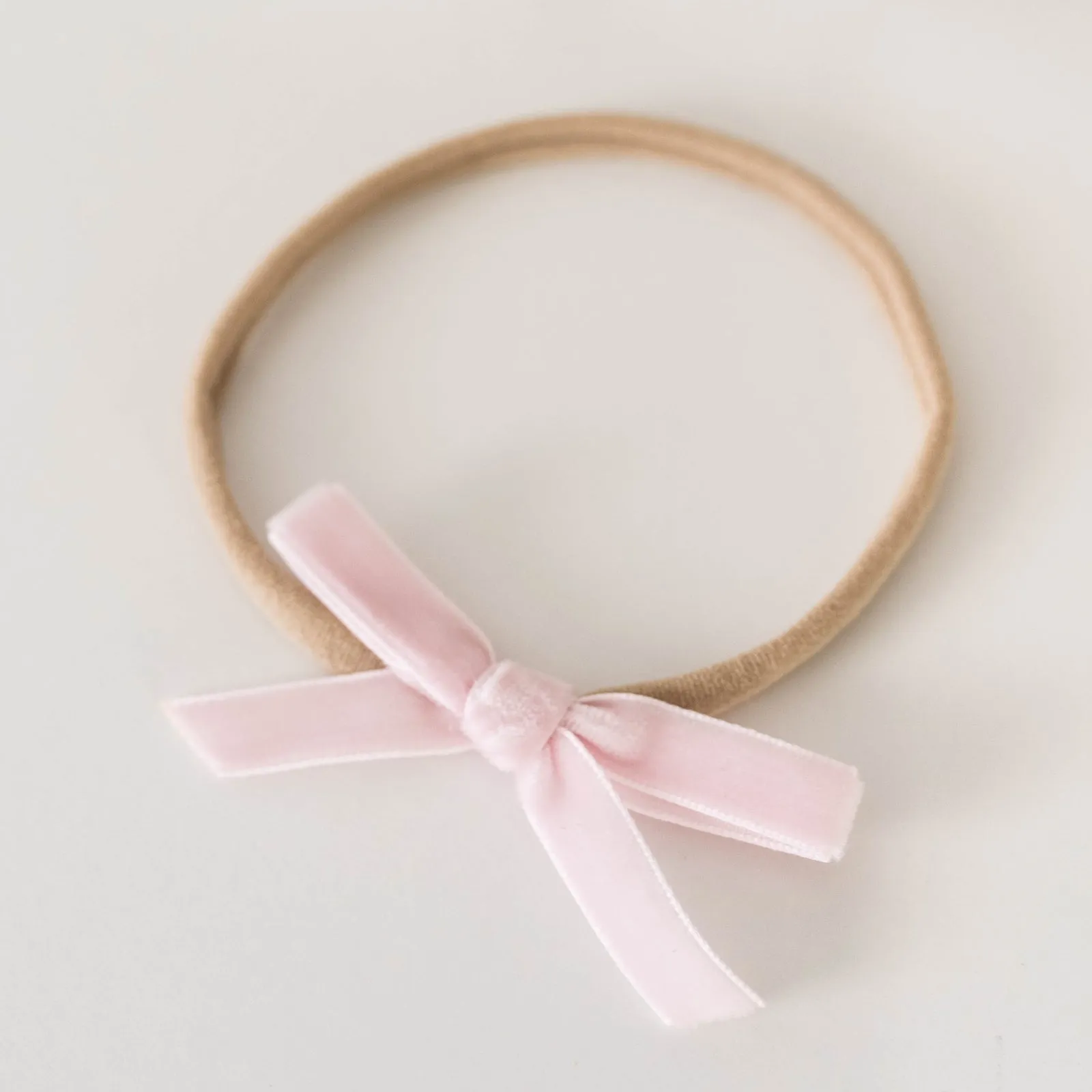 Snuggle Hunny Velvet Bow Stretchy Headband - Lullaby Pink