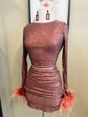 Sparkle Long Sleeve Skirt Set
