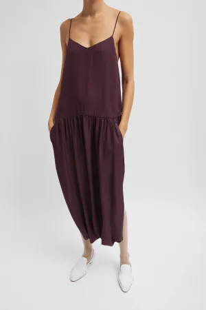 Spring Acetate Strappy Jalouise Dress in Crimson