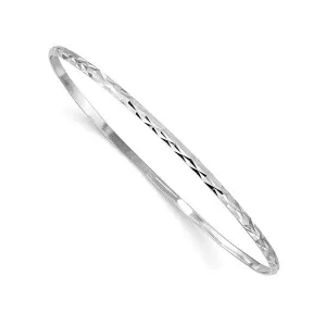 Sterling Silver Diamond Cut Slip-on Baby Bangle Bracelet