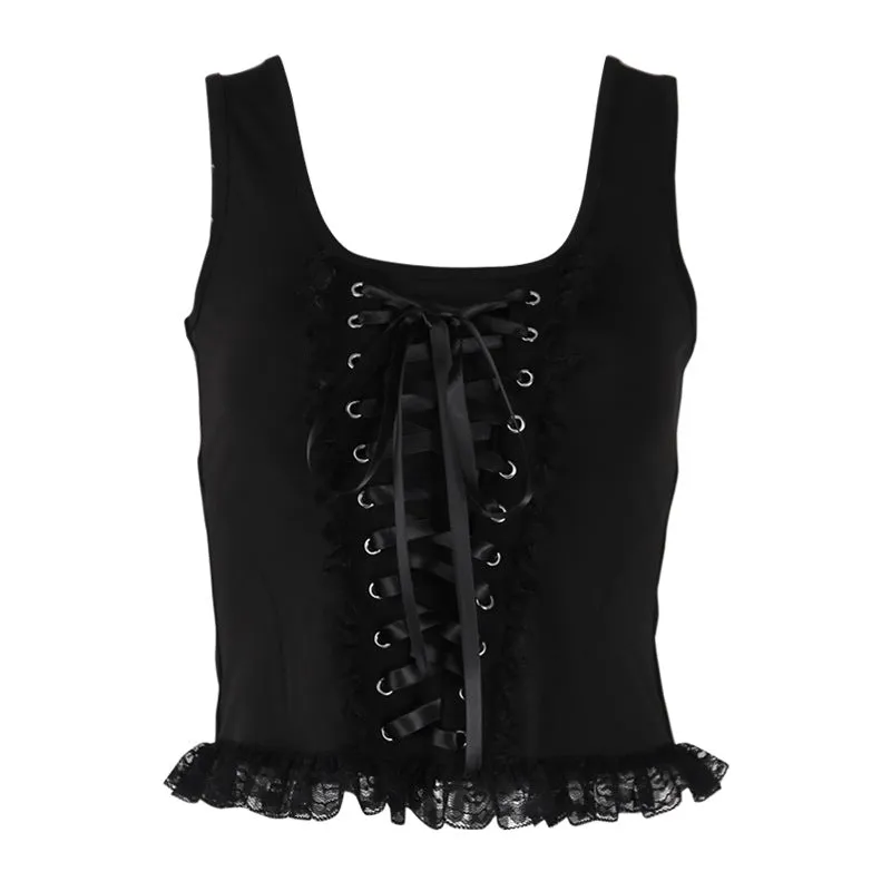 Strappy Black Vest UB6244