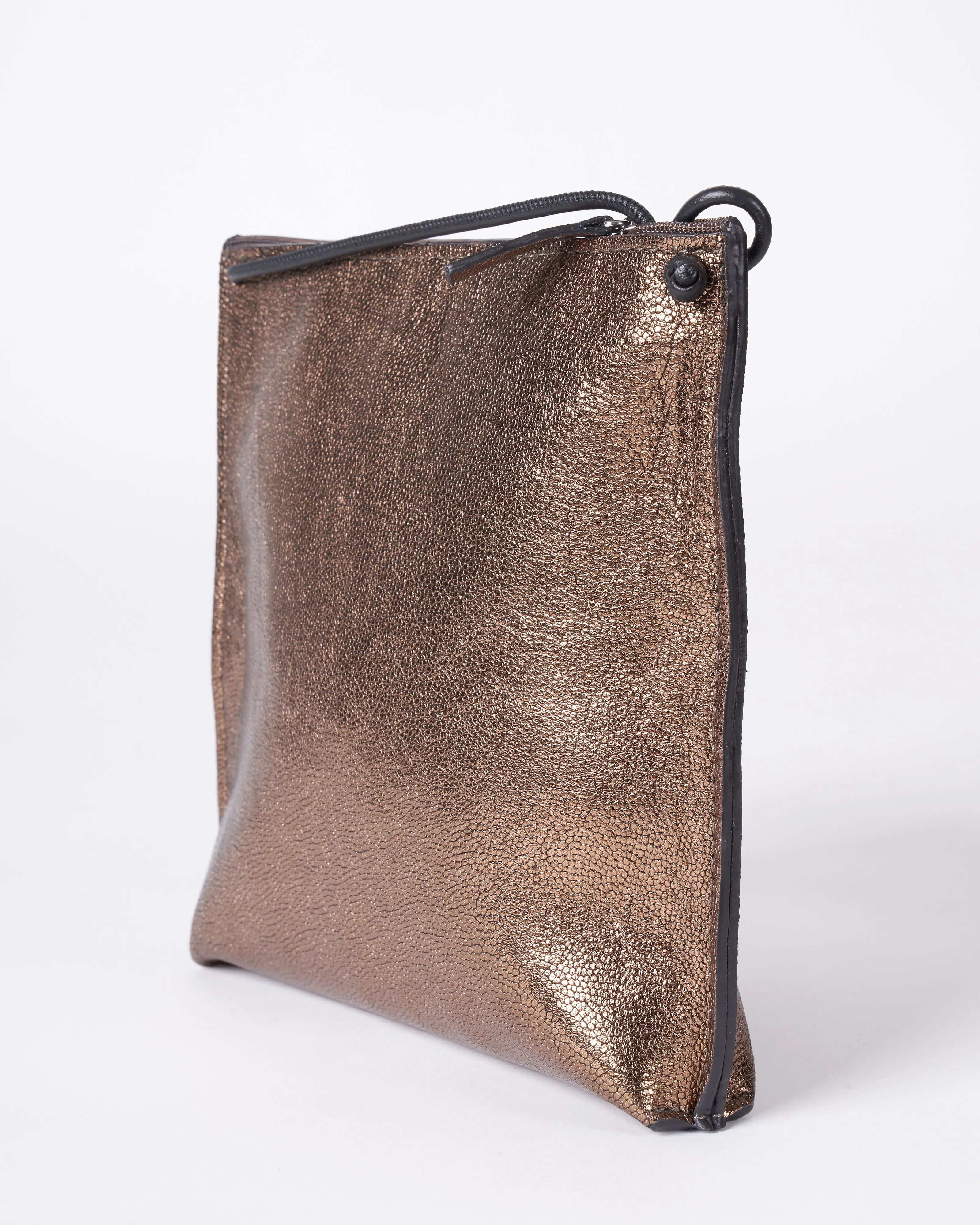 strappy pouch - gold embossed dots