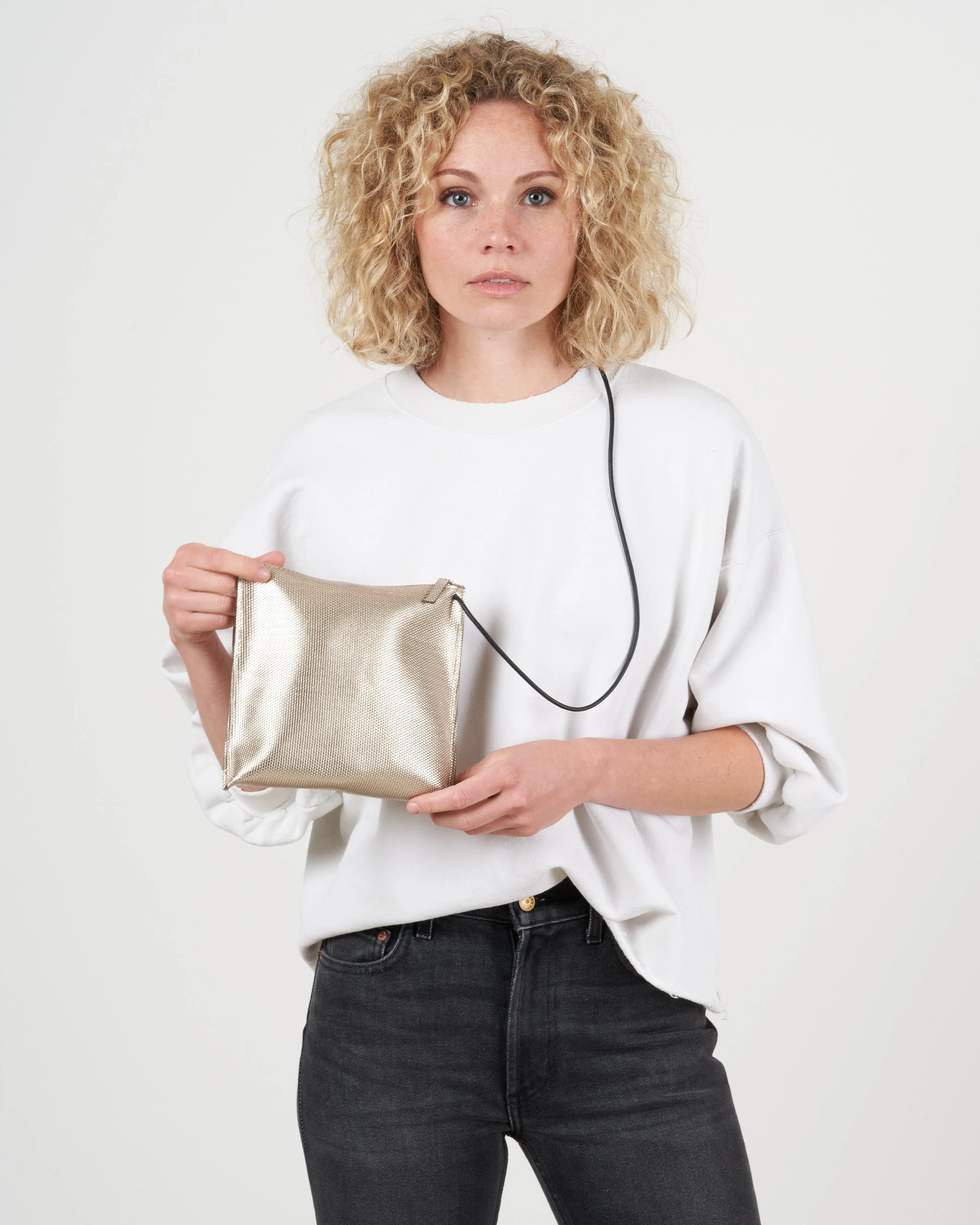 strappy pouch - silver prato
