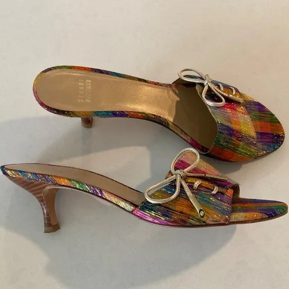 Stuart Weitzman Multi Colored Slip On Heels Size 9.5