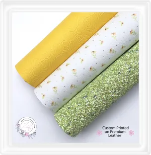 ⋅ Sunflowers ⋅ Green White Yellow Vegan Faux Leather Bundle