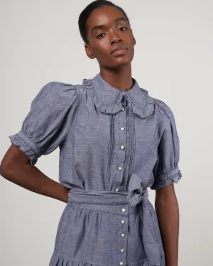 the fern top - navy chambray