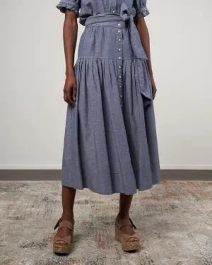 the western highland skirt - navy chambray