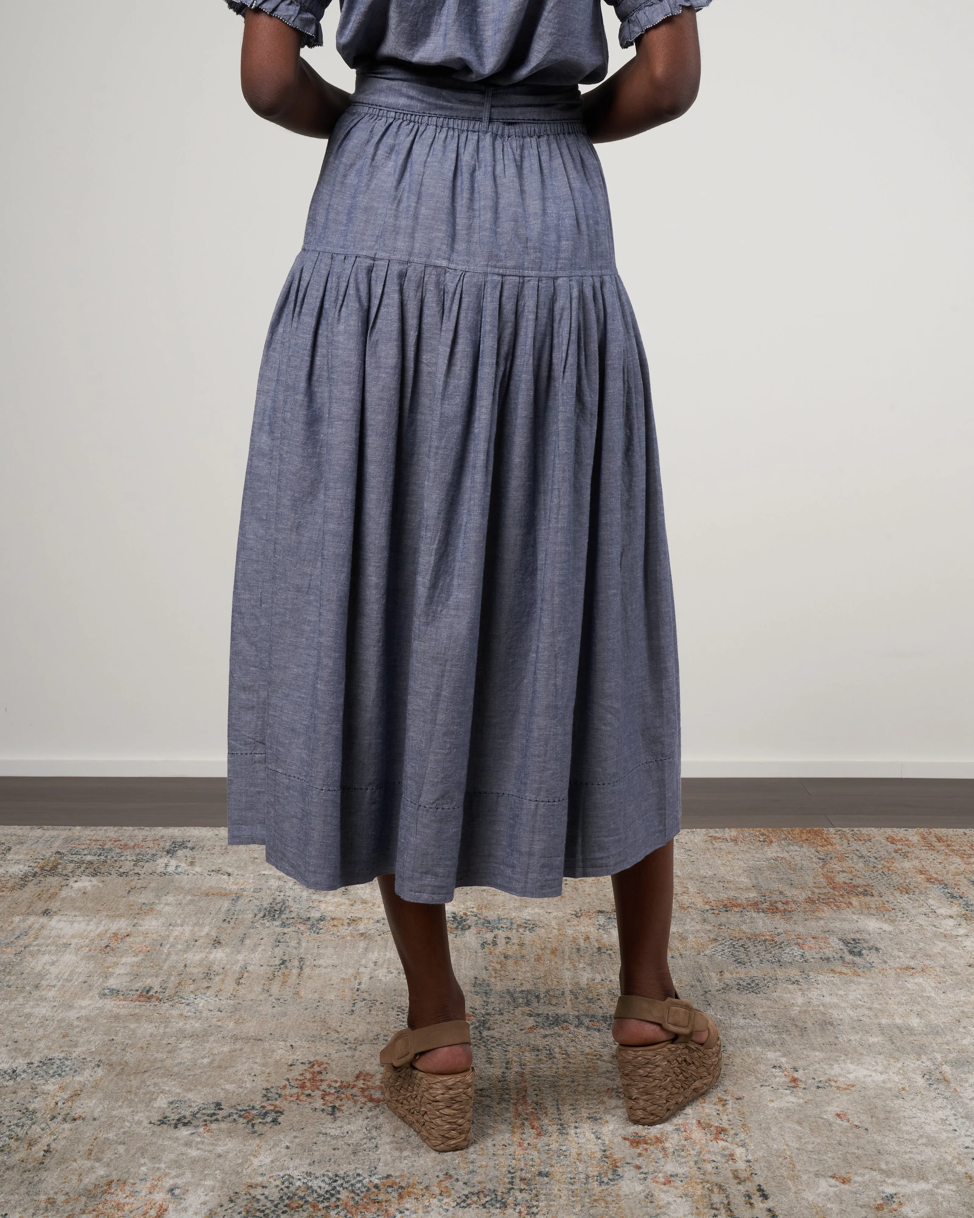 the western highland skirt - navy chambray
